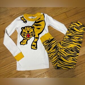 Hanna Andersson White and Yellow Tiger Pajama Set